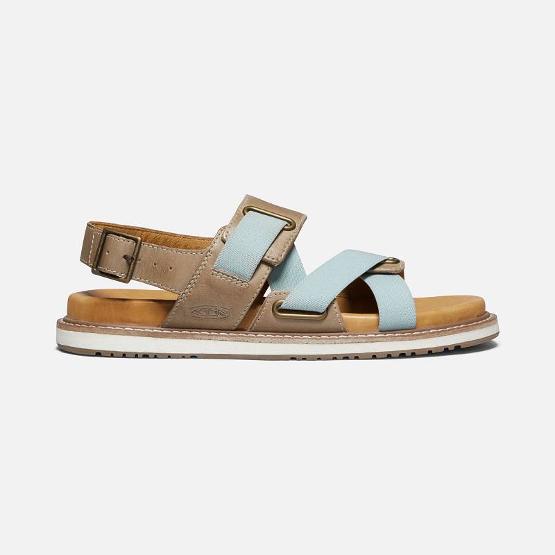 Keen Lana Trekkingsandalen Damen DE-81024 Plaza Taupe/Blue Surf - Keen Damenschuhe Blau